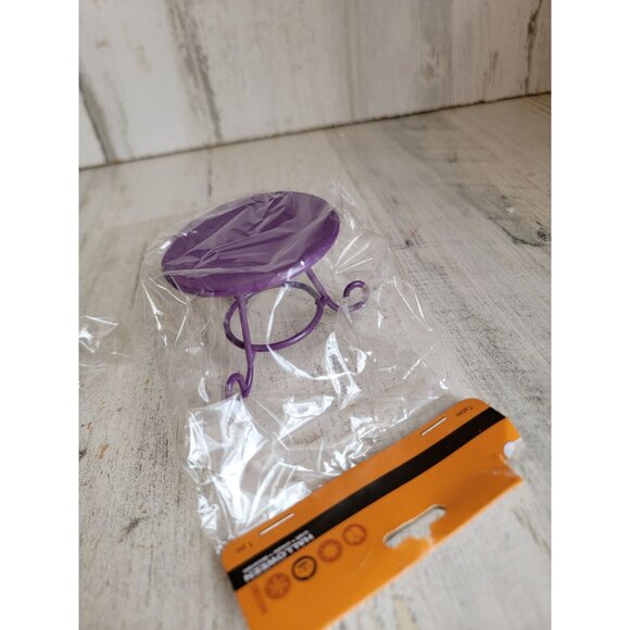 Halloween village purple metal chair table miniature accessory set - Picture 5 of 7